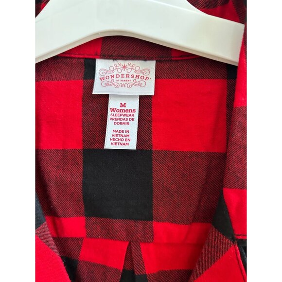 NWT Women's M Wondershop's Holiday Buffalo Check Plaid Flannel Nightshirt - Picture 4 of 5